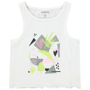 Mouwloos top in jersey met abstracte print voor meisjes 