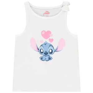 Effen hemdje met Stitch print en knoopje op de schouder voor meisjes 