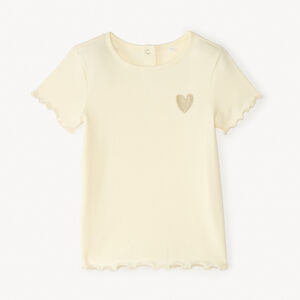 T-shirt met korte mouwen met gouden hart borduursel voor meisjes 