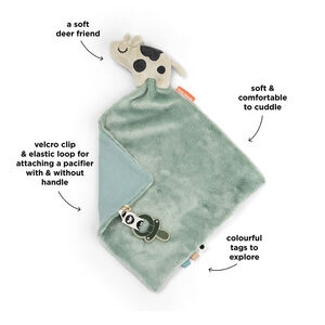 Couverture Doudou plat & attache sucette Dotti Bleu 28x28cm 