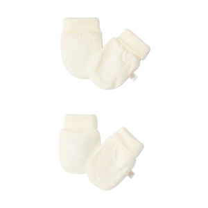 Lot de 2 paires de moufles de naissance unies pour bébé 