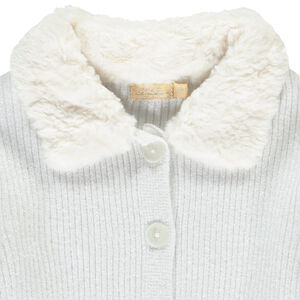 Gilet en tricot côtelé avec col en fausse fourrure pour fille 