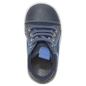 Bottillons en cuir à lacets avec patch cousu sur le côté 