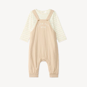 Set jongens baby: salopette + t-shirt met lange mouwen met berenmotief 
