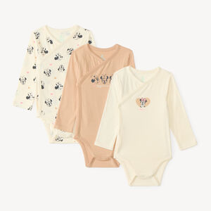 Set van 3 lange mouwen baby rompertjes voor meisjes met Minnie Disney print (afwerkingen verschillen per leeftijd) 