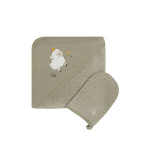 Set de bain avec cape et gant de toilette La Vie à la Ferme vert 