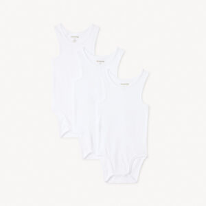 Set van 3 eenkleurige bodies in ribstof voor babyjongen 