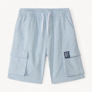 Short style cargo en toile unie pour garçon 