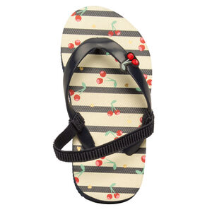 Slippers met strepen met print en badge kersen voor baby meisje 