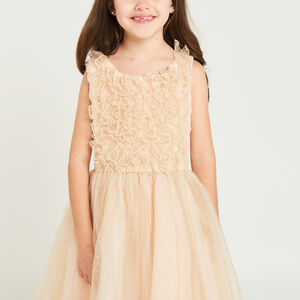Robe à manches courte à froufrous pailletés fille 