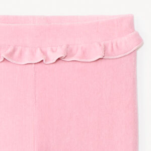 Lange geribde fluwelen broek met volant voor babymeisje 