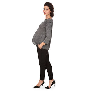 Zwangerschapstrui in lurex met gekruiste panden aan de rug 