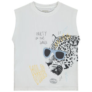 Bedrukte tanktop met 3D flap brillen voor jongen 