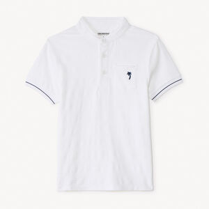 Polo manches courtes col mao broderie palmier pour garçon 
