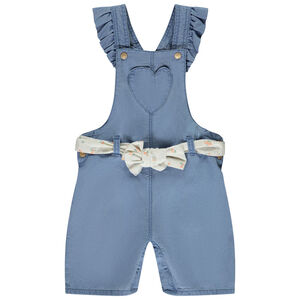 Salopette courte avec volants + ceinture fantaisie pour bébé fille 
