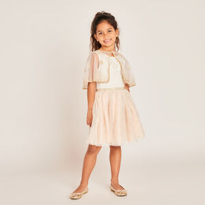 Robe sans manches bi-matières avec cape papillon pour fille 