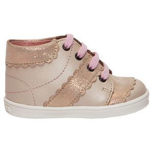 Bottillons beiges et dorés à lacets 