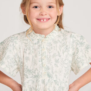 Robe fille manches courtes volantées à imprimé fleuri 