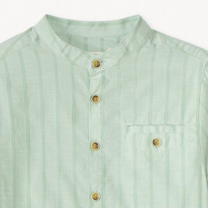 Chemise manches courtes rayée col mao garçon 