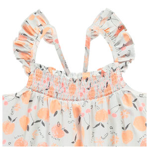 Tunique à bretelles volantées en voile armuré coton pour bébé fille 