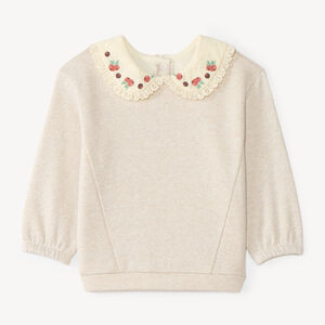 Sweatshirt met Claudine-kraag en fruitmotief voor meisjesbaby's 