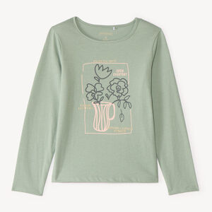 Langarm T-shirt met glanzende print voor meisjes 