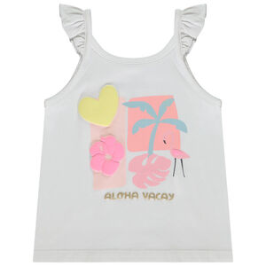 Débardeur à bretelles volantées + print fantaisie pour bébé fille 