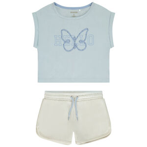 Ensemble 2 pièces avec papillon en strass et ruban pour fille 