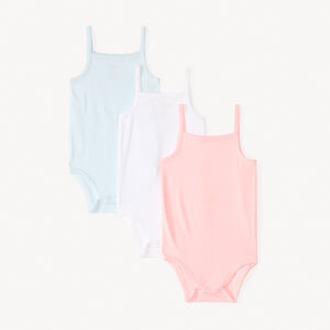 Set van 3 effen mouwloze bodies voor meisjesbaby 