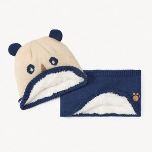 Set muts en snood in gebreid met speels fantasieontwerp voor baby 