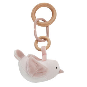 Set van 4 speelgoed voor boog Promenade Bucolique roos met fluweel soft boa, popeline en bijtring van siliconen 