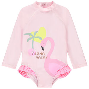 Maillot de bain 1 pièce anti-UV motif flamant rose pour bébé fille 