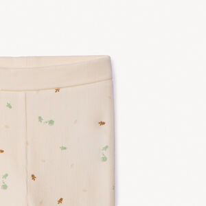 Lang 2-delig geribd jersey set met plantenprint voor meisjes écru 