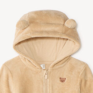Pyjama topper in sherpa met capuchon en berenoortjes 