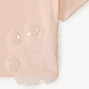 T-shirt manches courtes avec grosses fleurs en sequins fille 