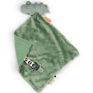 Couverture Doudou plat & attache sucette Croco Vert 28x28cm 