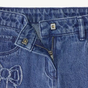 Baggy jeans voor meisjes met patches en strik 