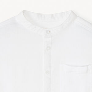 Chemise manches courtes col mao en toile garçon 