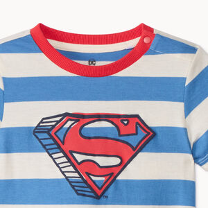 T-shirt met korte mouwen, blauw gestreept, met Superman Warner print voor babyjongens 