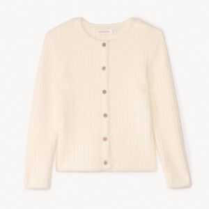 Gilet en tricot côtelé effet pelucheux pour fille 