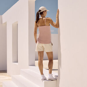 Short molleton uni effet smocké pour femme 