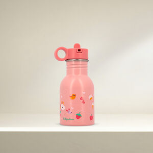 Drinkfles met Rietje 400ML Roze Jeanne 