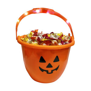 Seau à bonbons lumineux Citrouille orange 