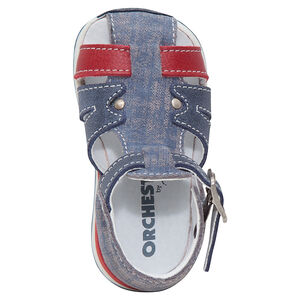 Sandales en cuir à lanières contrastées effet used 