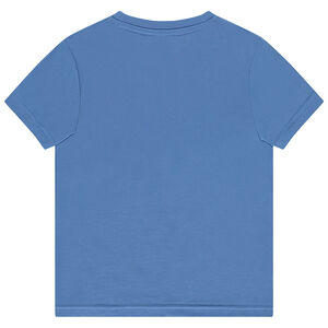 T-shirt met korte mouwen in effen kleur met print en geborduurde tekst voor jongen 