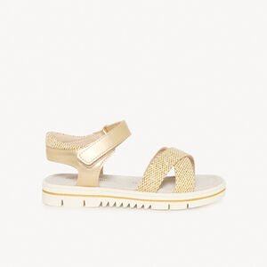 Gouden sandalen met kruisbanden en slangenprint voor meisjes 