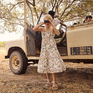 Robe longue en double gaze imprimé floral pour fille 