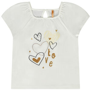 T-shirt manches courtes en jersey print fantaisie glitter pour fille 