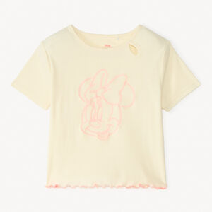 Korte mouwen tricot T-shirt met borduursel van Minnie Disney voor meisjes 