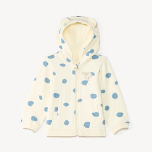 Gilet voor babymeisjes van fleece met capuchon en vlekkenprint 